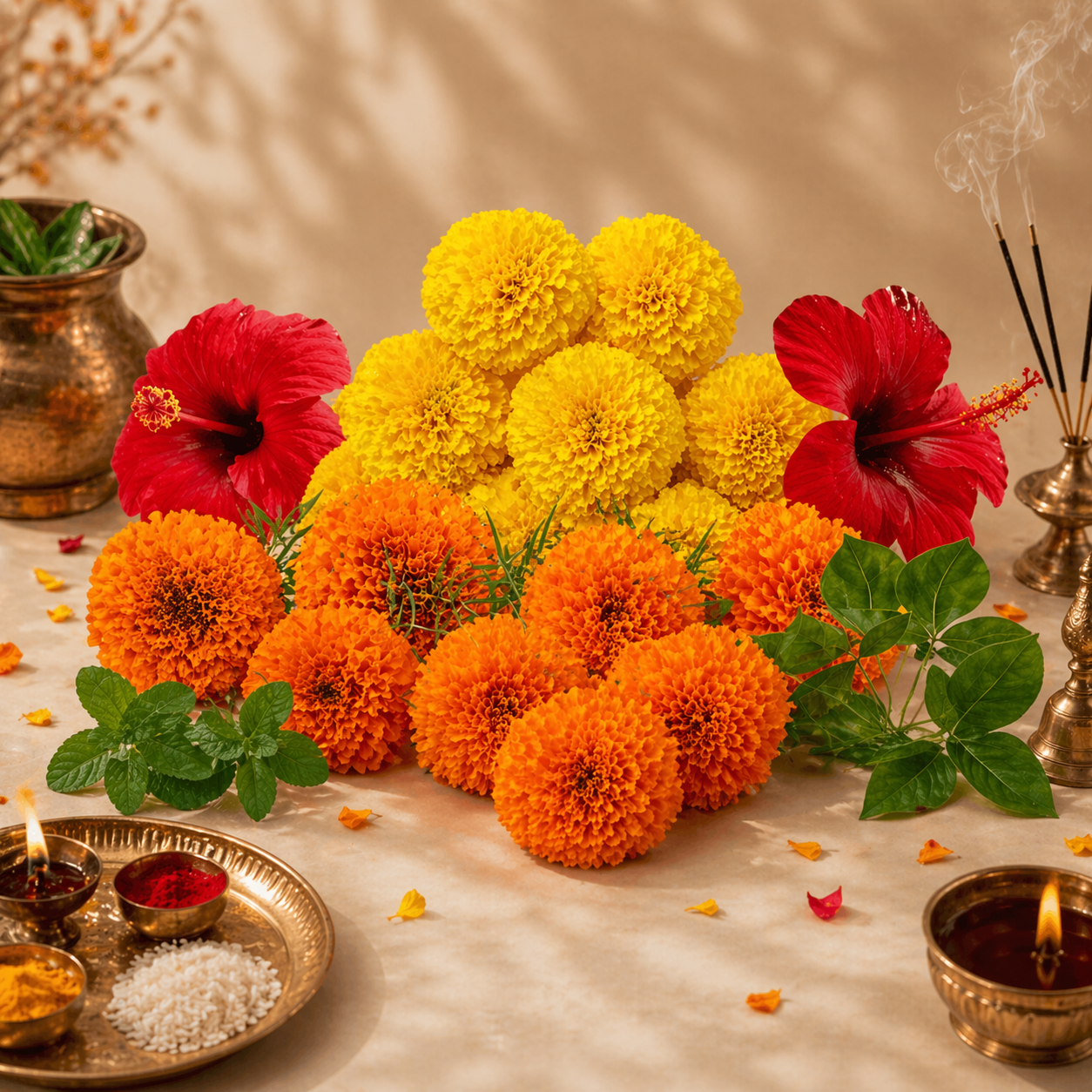 Premium Puja Flower Set