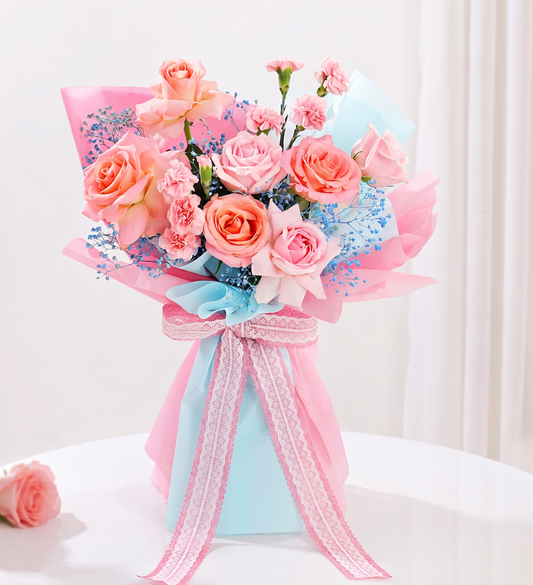 Charming Elegance: Soft Pastel Floral Bouquet