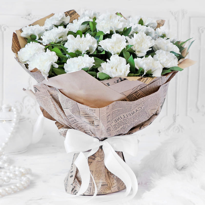Timeless White Carnations – A Pristine & Elegant Floral Gift