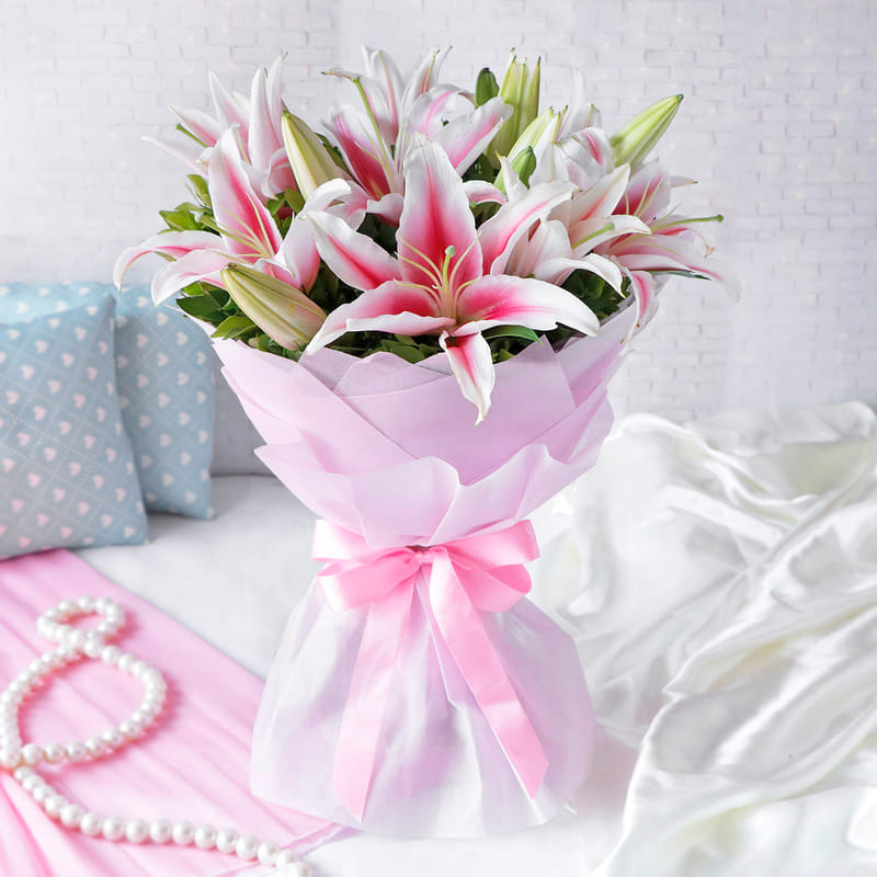 Royal Pink Oriental Lily Bouquet