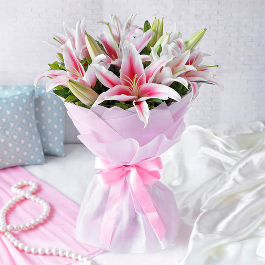 Royal Pink Oriental Lily Bouquet