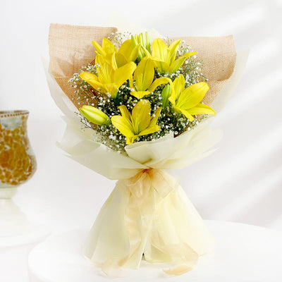 Sunlit Lily Symphony: Artisan-Crafted Bouquet